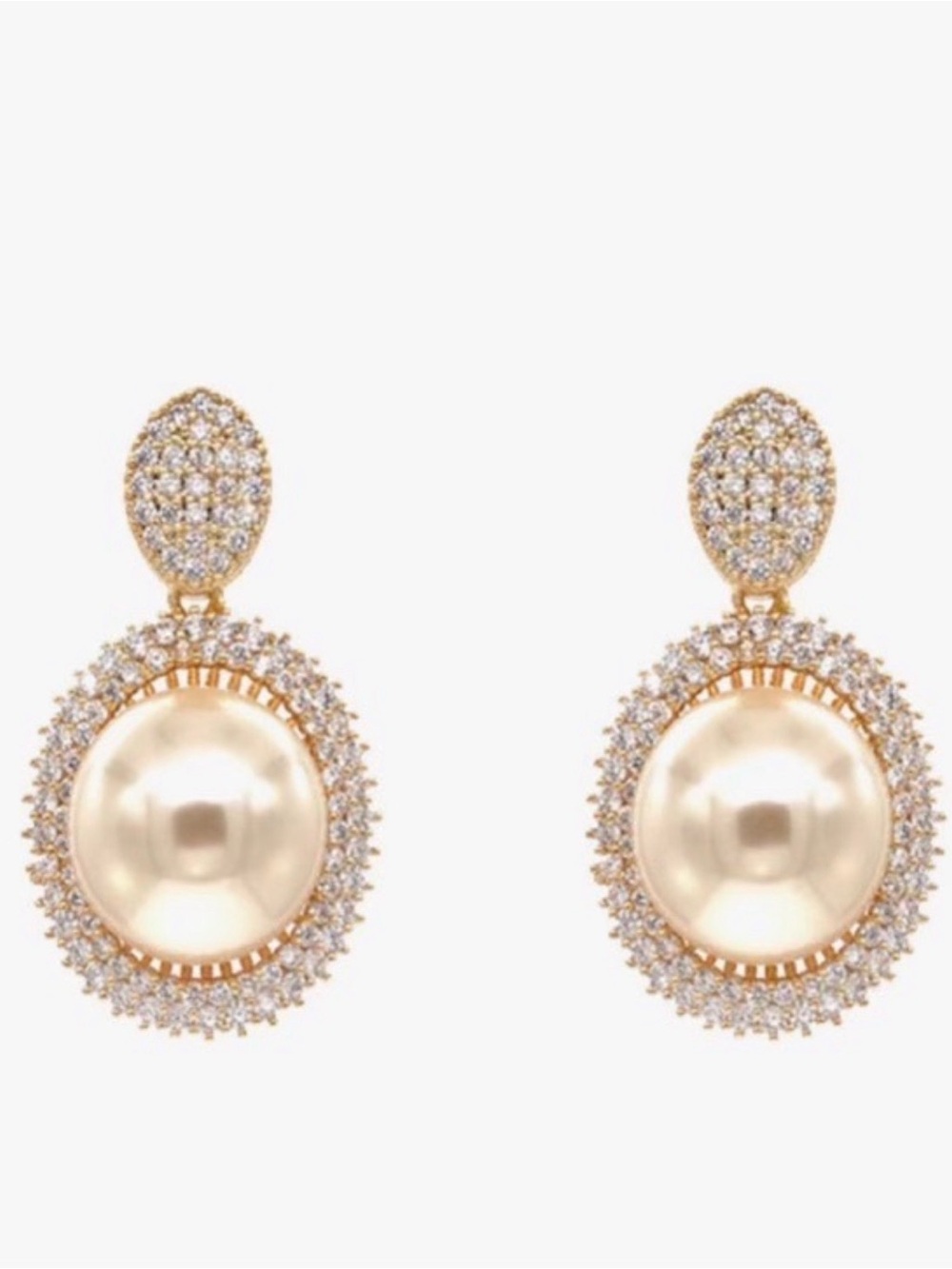 Pearl earrings with cubic zirconia crystals 
NWOT